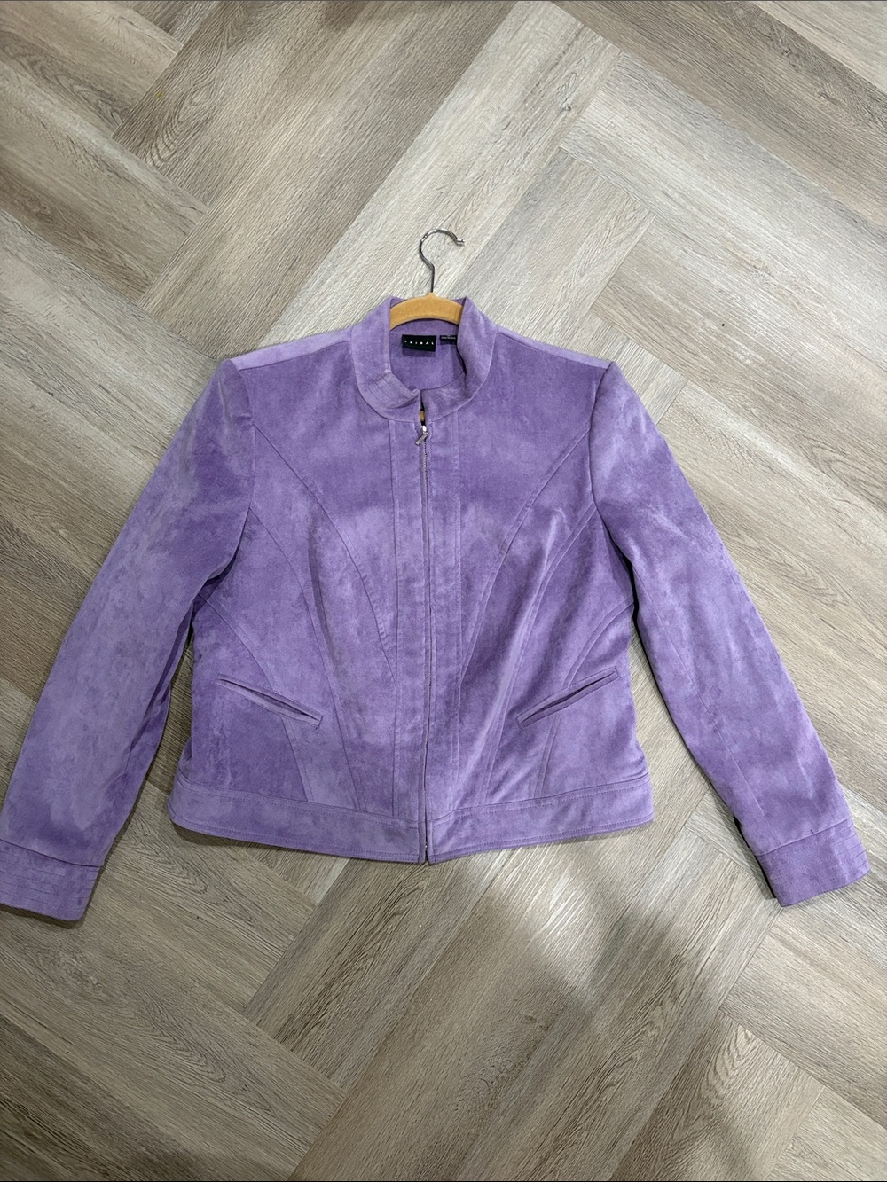 Tribal Faux suede lavender Women's Moto Jacket Size 14 - Picture 5 of 9
